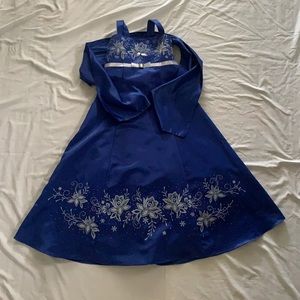 royal blue long kids dress wore 1 time